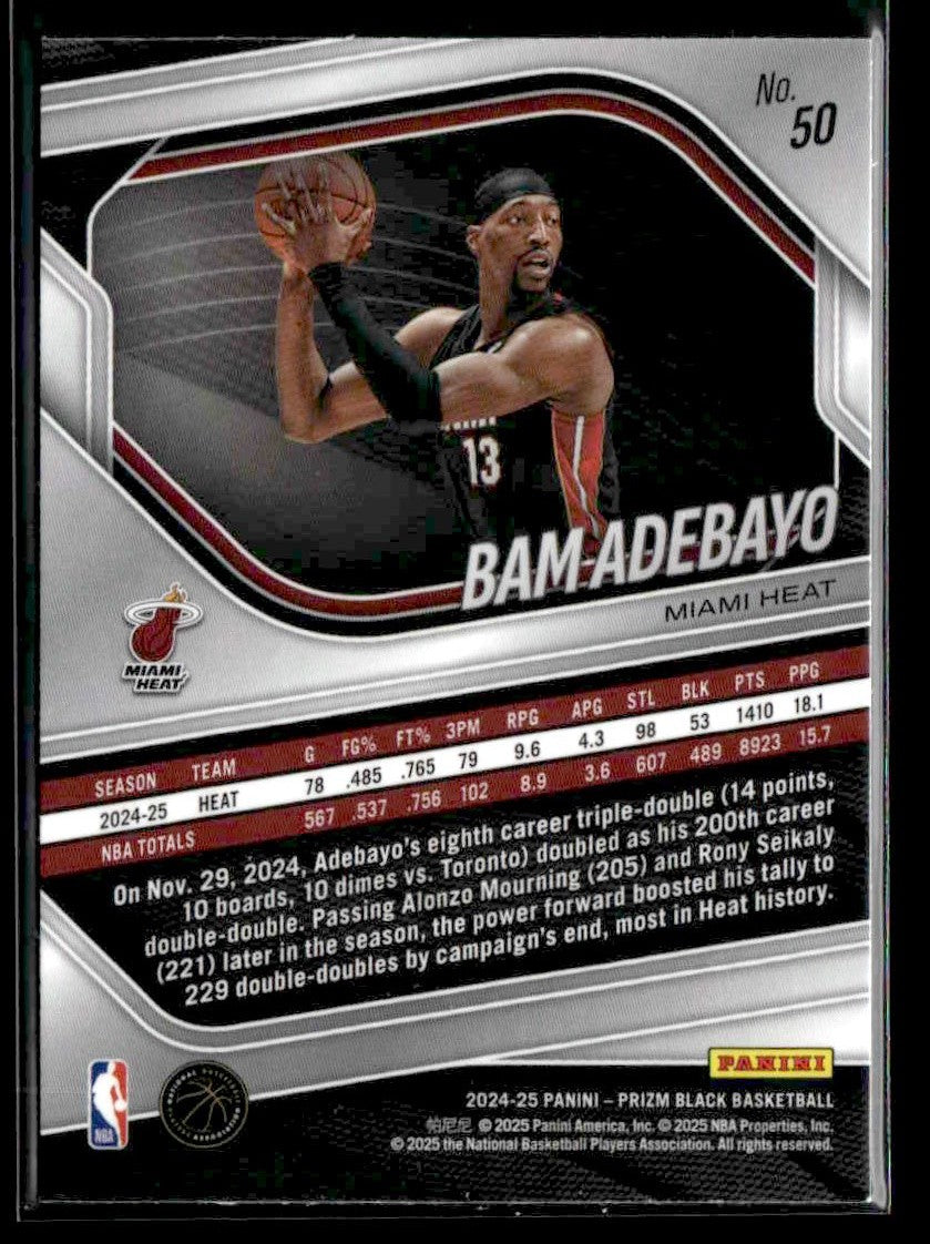 2024-25 Panini Prizm Black #50 Bam Adebayo