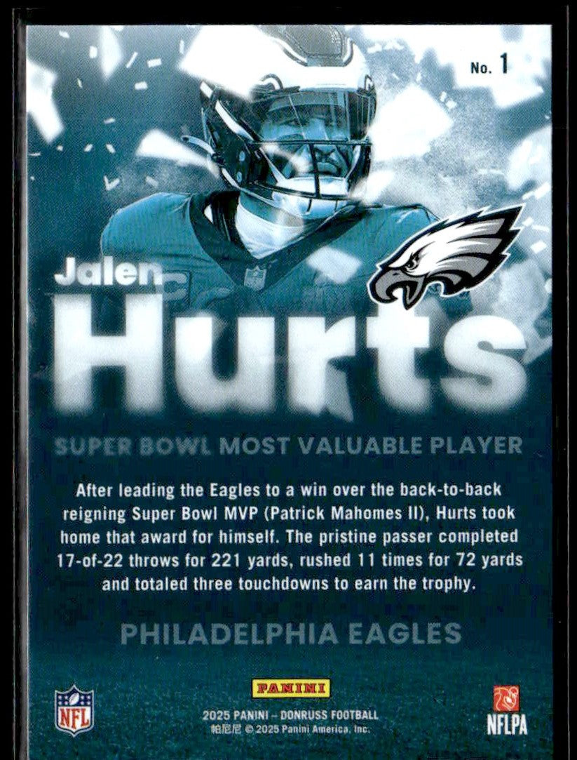 2025 Donruss #1 Jalen Hurts Super Bowl MVP
