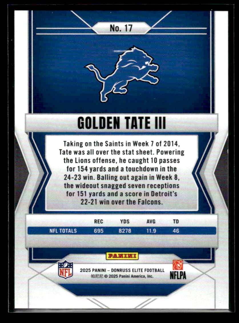 2025 Donruss Elite #17 Golden Tate III Orange #/199