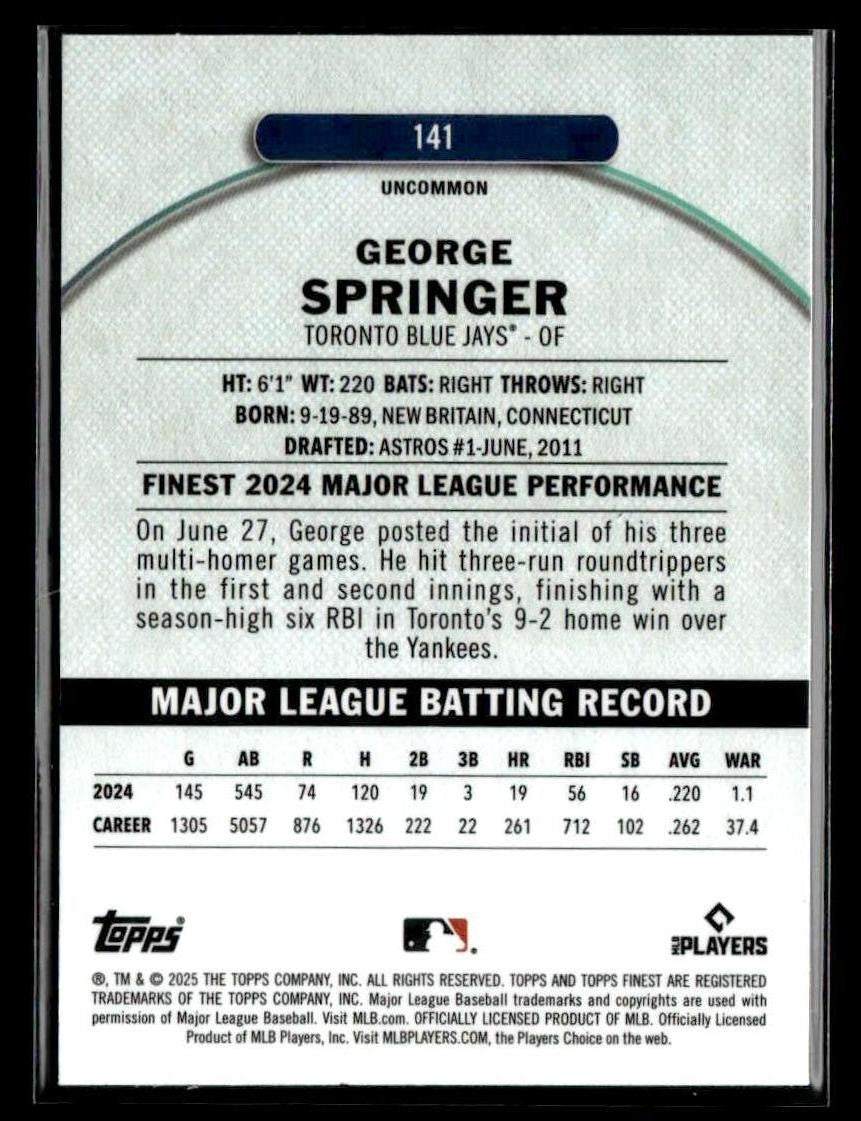 2025 Finest #141 George Springer