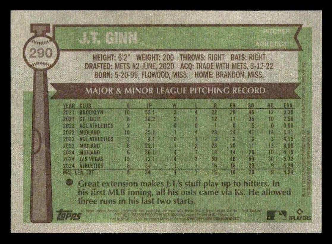 2025 Topps Heritage #290 J.T. Ginn