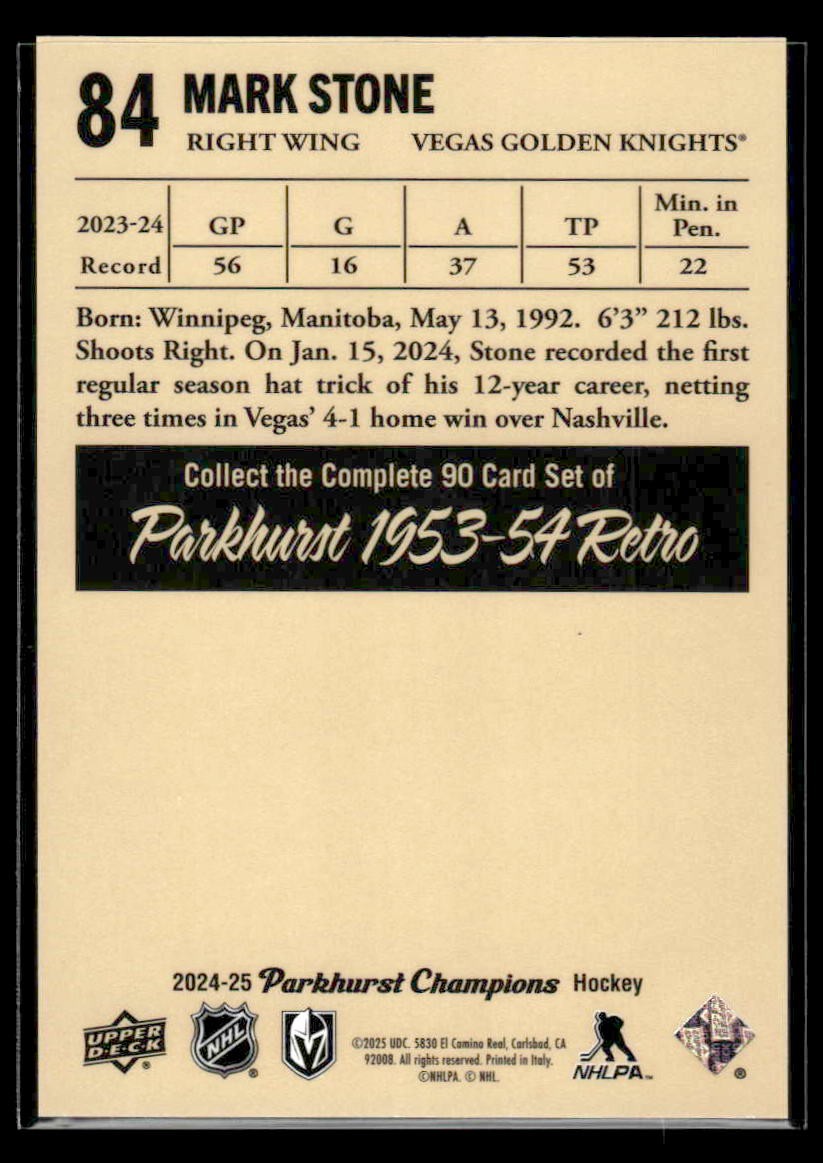 2024-25 Parkhurst Champions #84 Mark Stone 1953-54 Retros