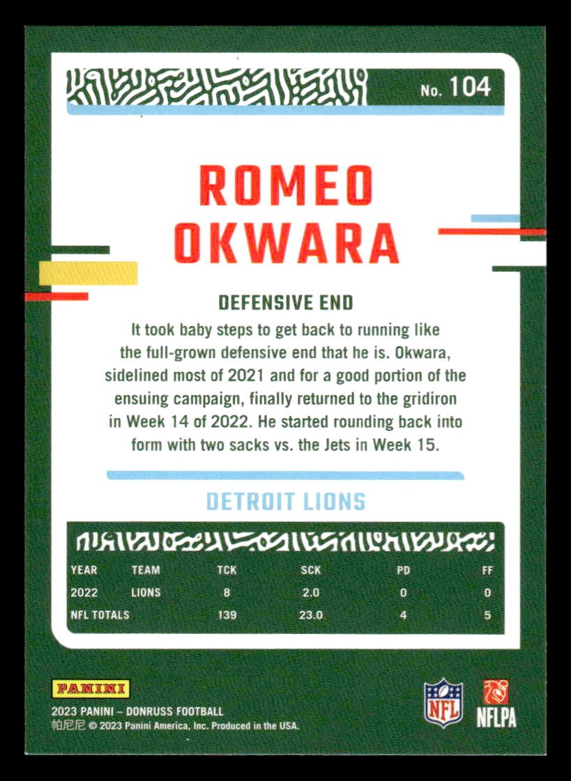 2023 Donruss #104 Romeo Okwara