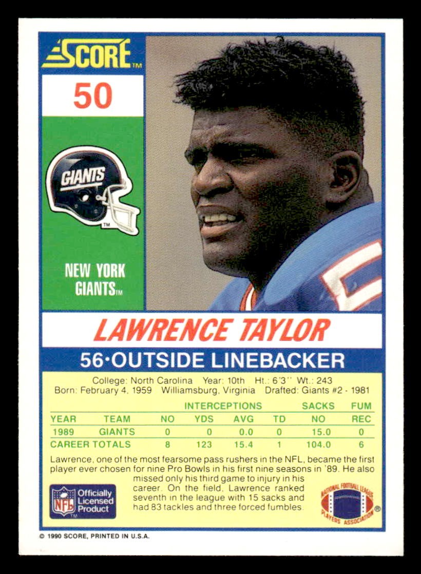 1990 Score #50 Lawrence Taylor