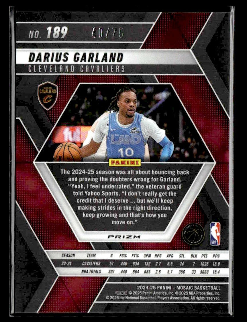 2024-25 Panini Mosaic #189 Darius Garland Choice Fusion Red & Yellow Mosaic #/75