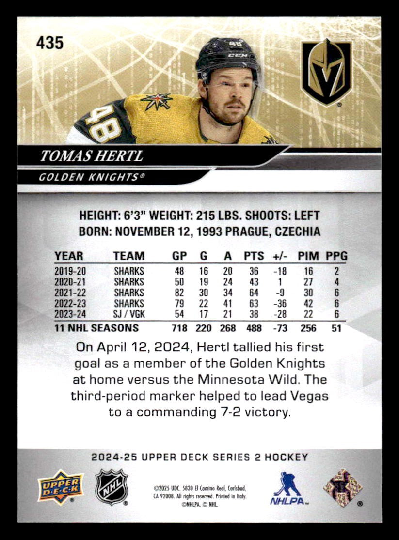 2024-25 Upper Deck #435 Tomas Hertl