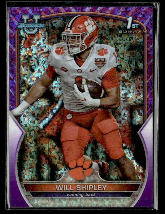 2022 Bowman University Chrome #73 Will Shipley Purple Shimmer Refractor #/399