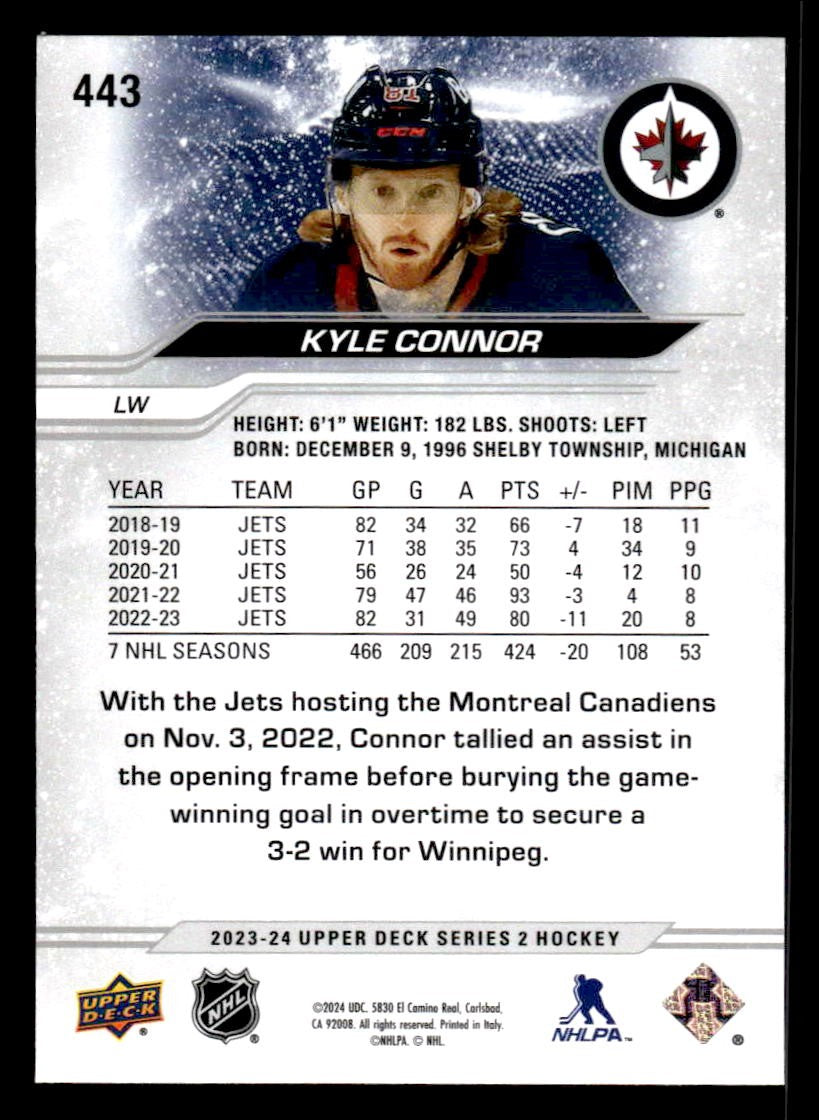 2023-24 Upper Deck #443 Kyle Connor