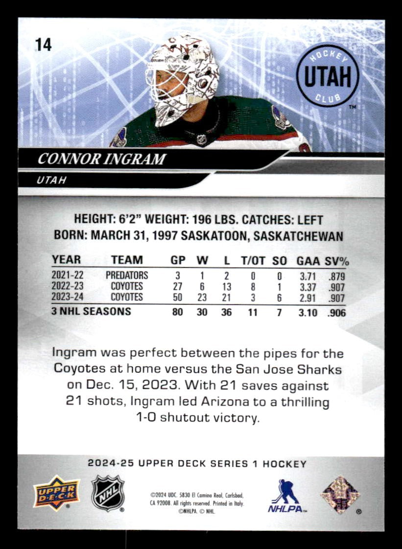 2024-25 Upper Deck #14 Connor Ingram