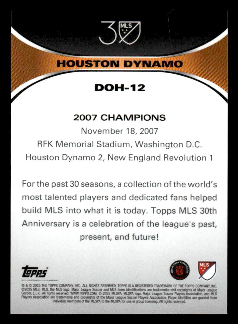 2025 Topps MLS 30th Anniversary #DOH-12 Houston Dynamo Decades of Honor