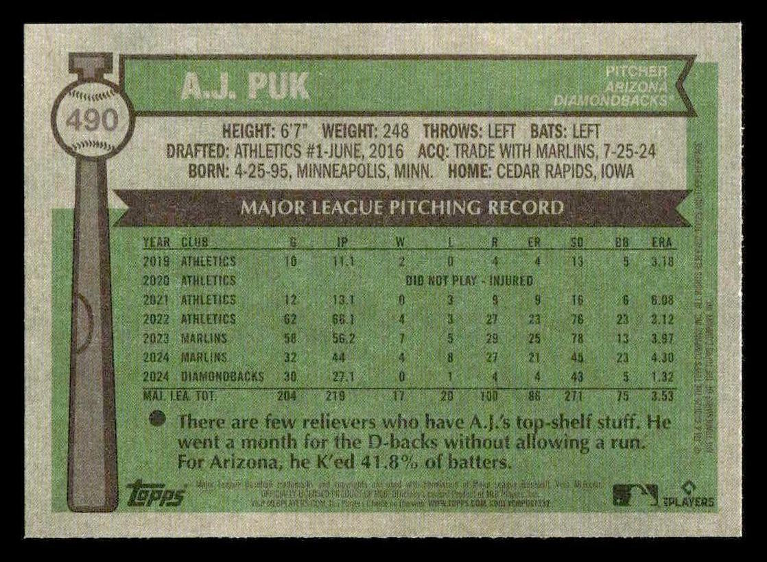 2025 Topps Heritage #490 A.J. Puk