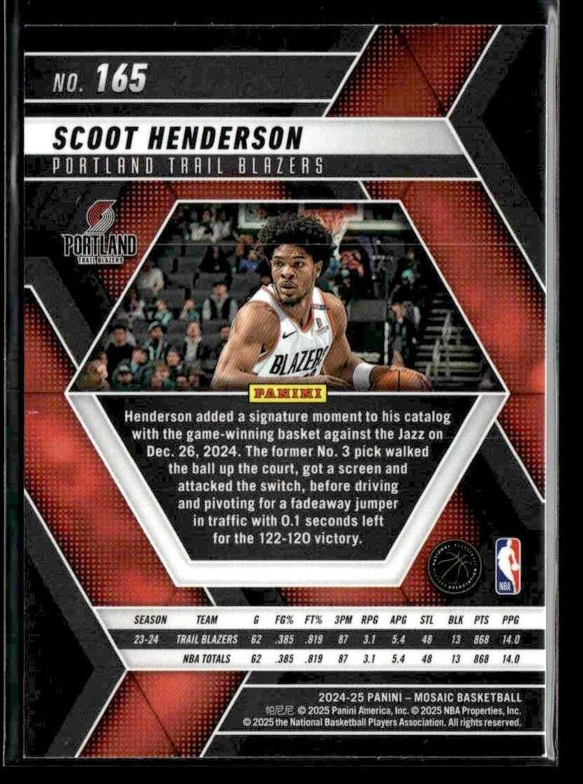 2024-25 Panini Mosaic #165 Scoot Henderson
