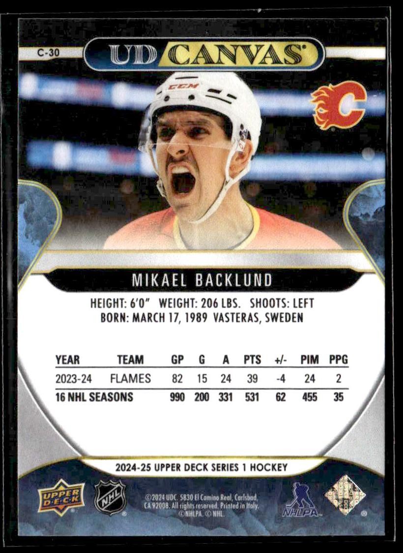 2024-25 Upper Deck #C-30 Mikael Backlund UD Canvas