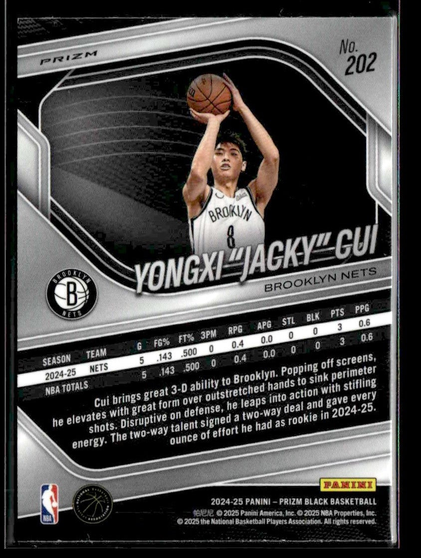 2024-25 Panini Prizm Black #202 Yongxi "Jacky" Cui Hyper