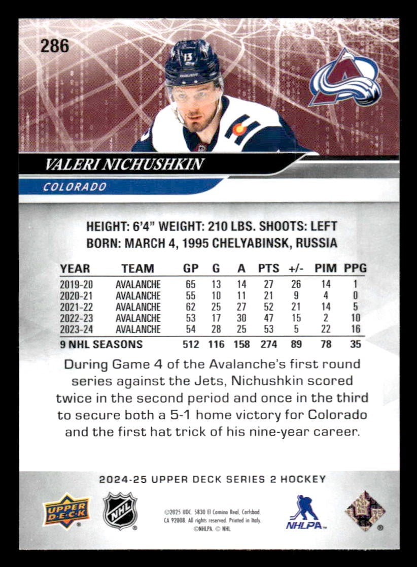 2024-25 Upper Deck #286 Valeri Nichushkin