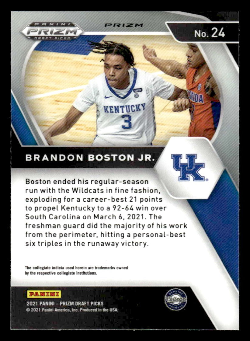 2021 Panini Prizm Draft Picks #24 Brandon Boston Jr. Red Ice