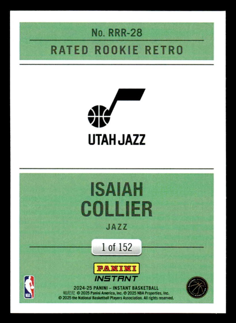 2024-25 Panini Instant #RRR-28 Isaiah Collier Rated Rookie Retro #/152