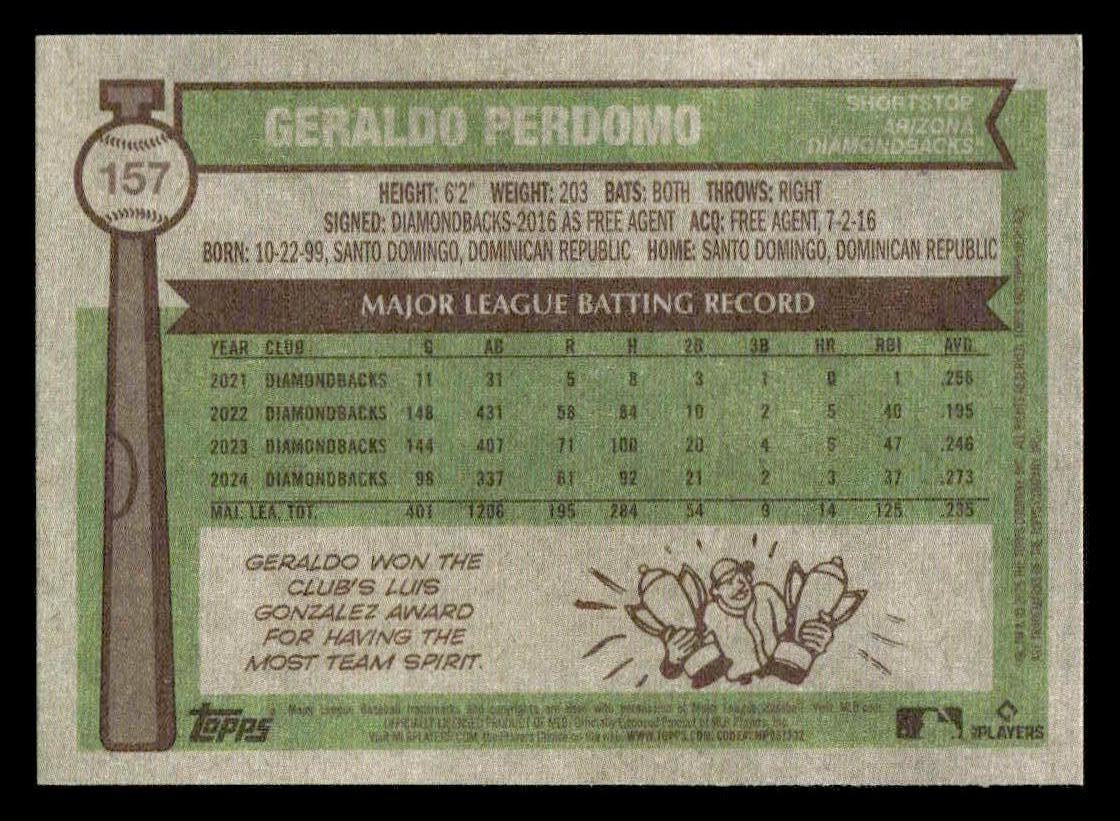 2025 Topps Heritage #157 Geraldo Perdomo