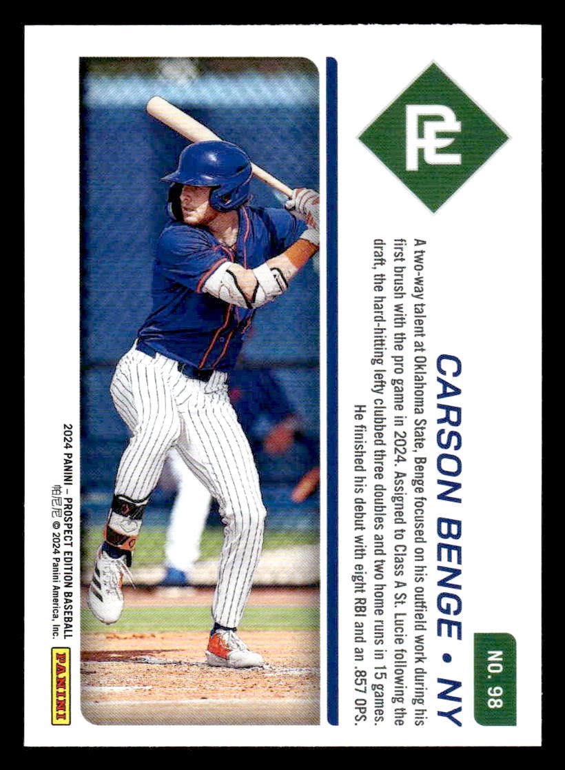 2024 Panini Prospect Edition #98 Carson Benge