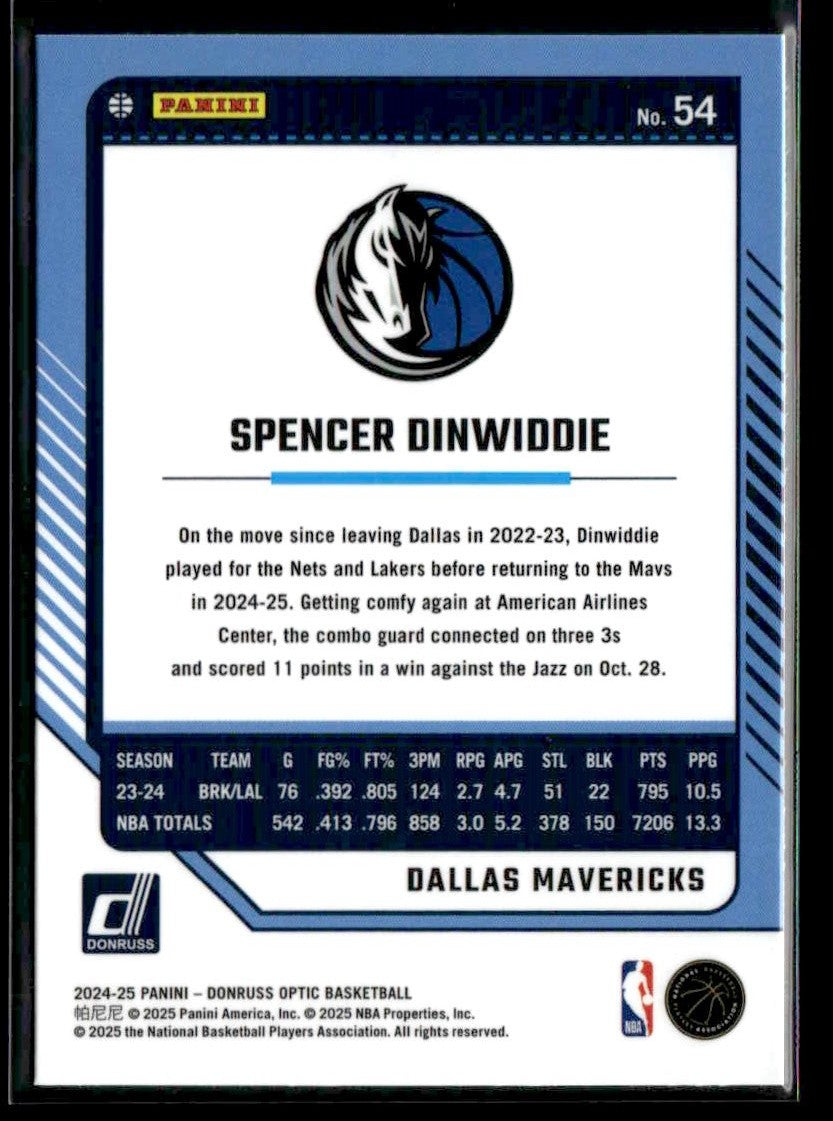 2024-25 Donruss Optic #54 Spencer Dinwiddie