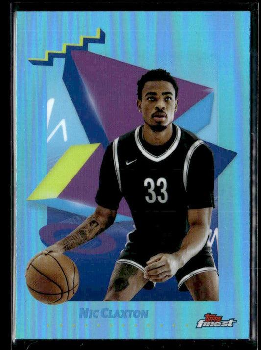 2024-25 Topps Finest #109 Nic Claxton Sky Blue Refractor
