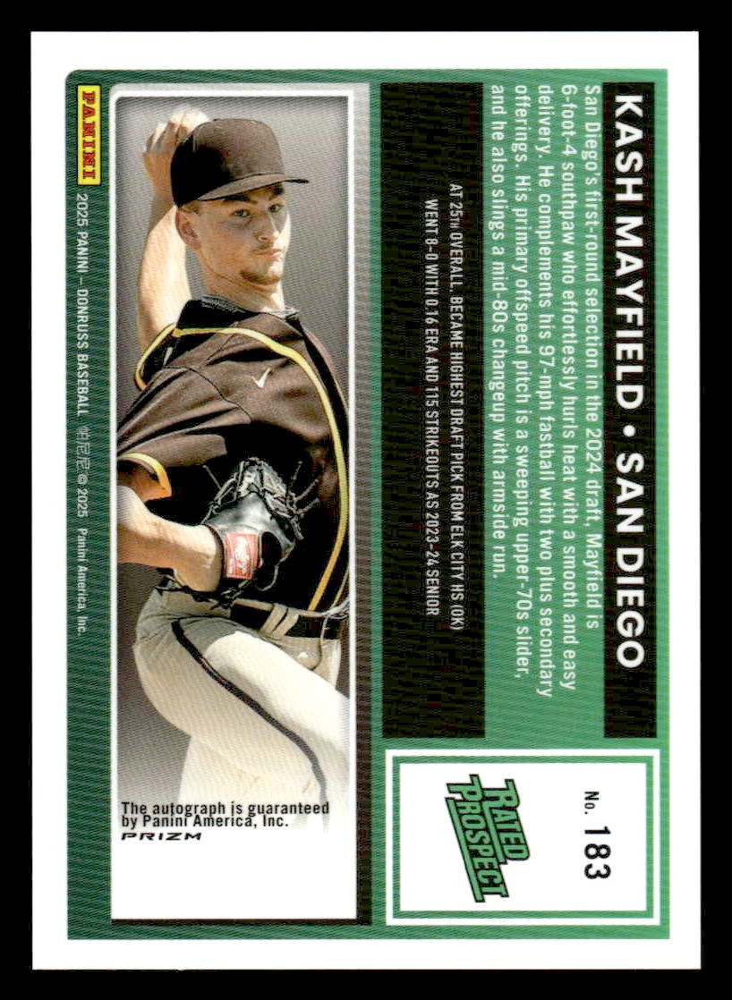 2025 Donruss #183 Kash Mayfield Optic Holo Signatures