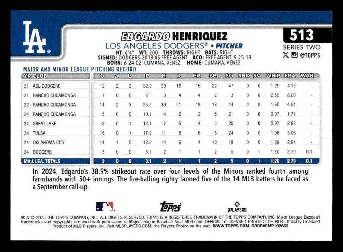2025 Topps #513 Edgardo Henriquez