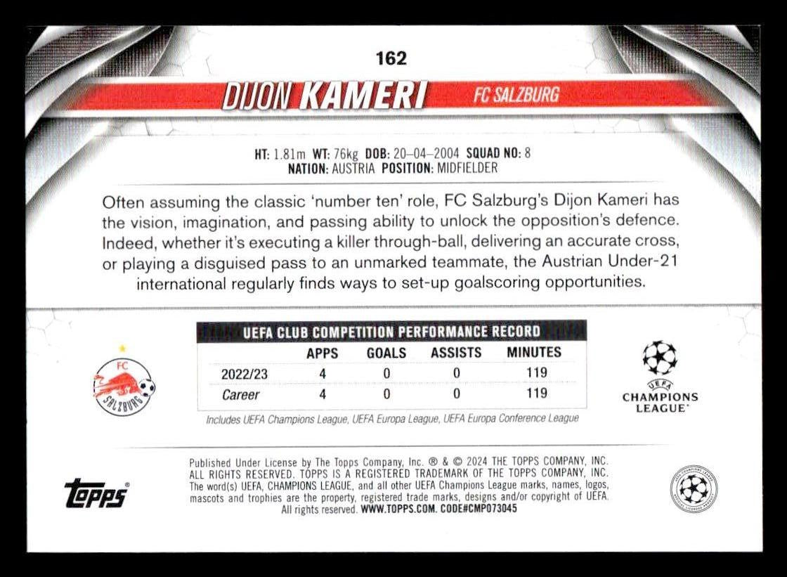 2023-24 Topps Jade Edition UEFA Club Competitions #162 Dijon Kameri