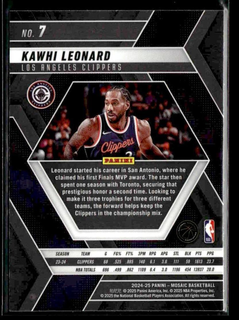 2024-25 Panini Mosaic #7 Kawhi Leonard