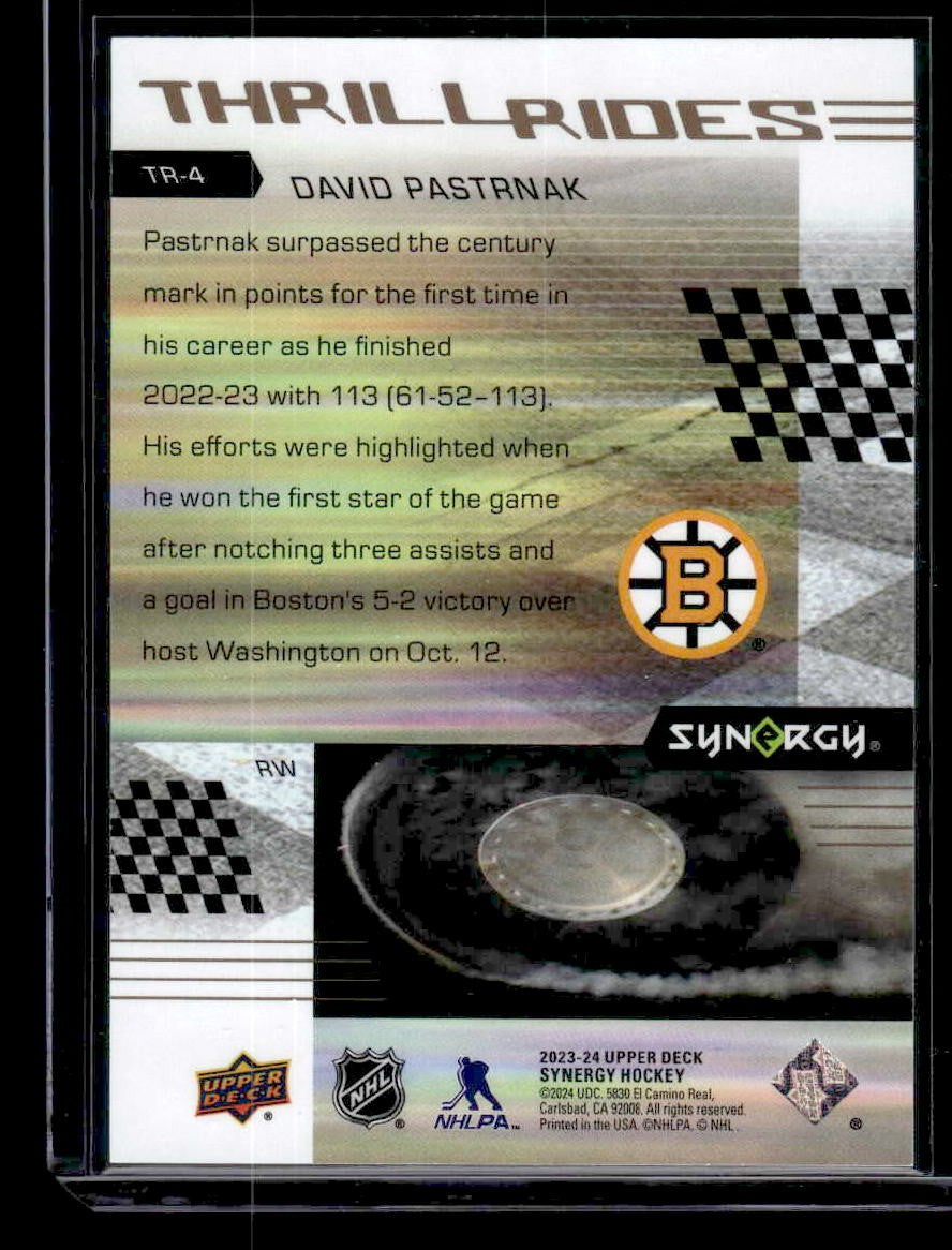 2023-24 Upper Deck Synergy #TR-4 David Pastrnak Thrill Rides
