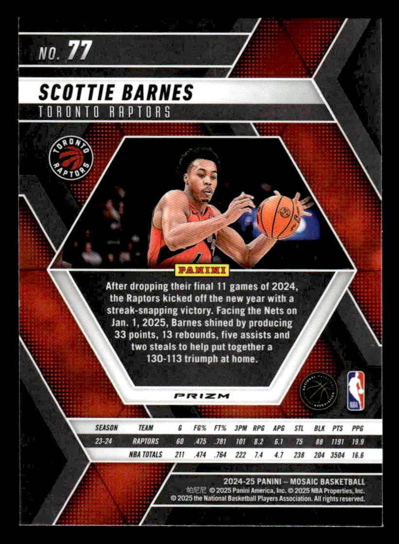 2024-25 Panini Mosaic #77 Scottie Barnes Genesis Mosaic