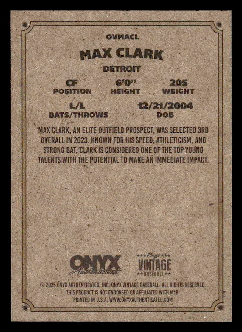 2025 Onyx Vintage #OVMACL Max Clark