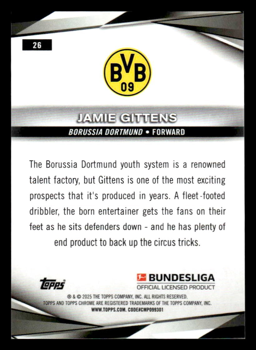 2025 Topps Chrome Bundesliga #26 Jamie Gittens