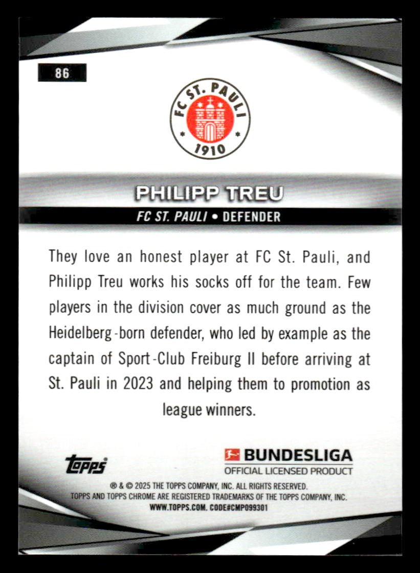 2025 Topps Sapphire Edition Bundesliga #86 Philipp Treu