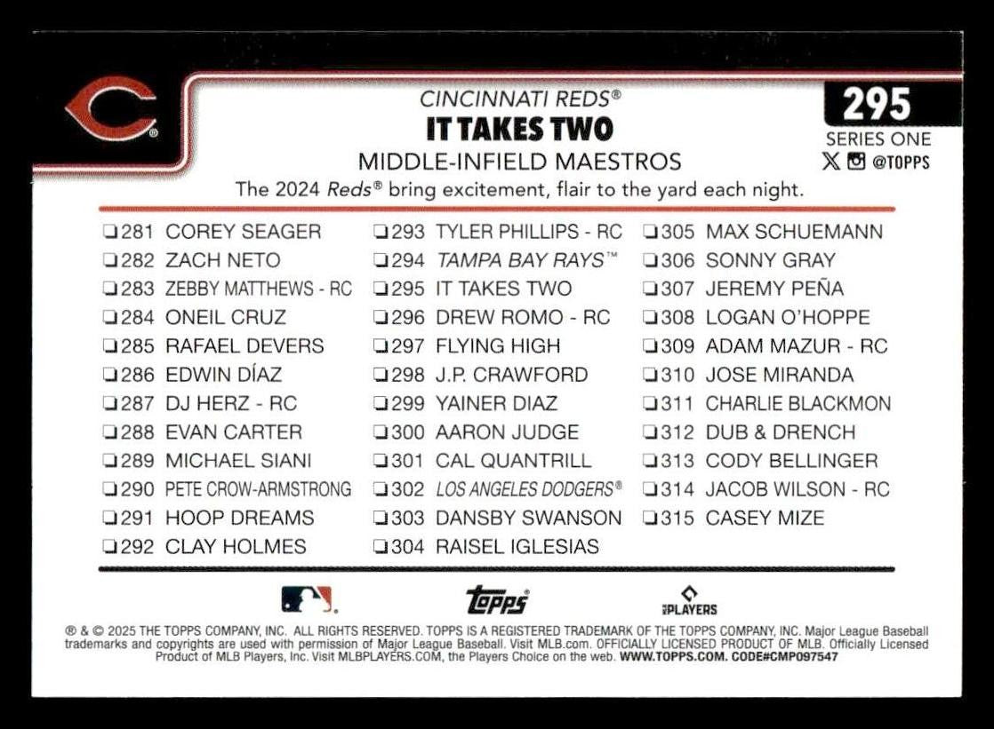 2025 Topps #295 It Takes Two: Middle-Infield Maestros