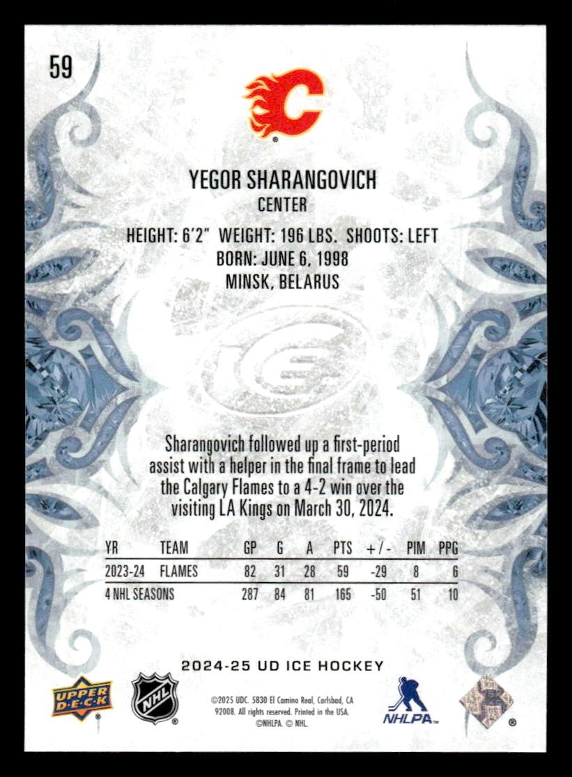 2024-25 Upper Deck Ice #59 Yegor Sharangovich