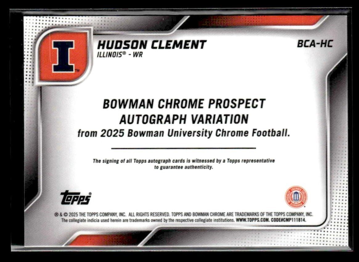 2025 Bowman U Chrome #BCA-HC Hudson Clement Prospect Autos Blue Refr #/150