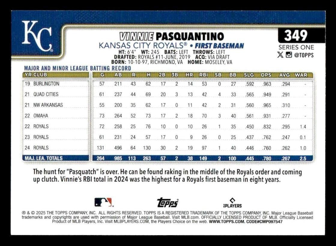 2025 Topps #349 Vinnie Pasquantino