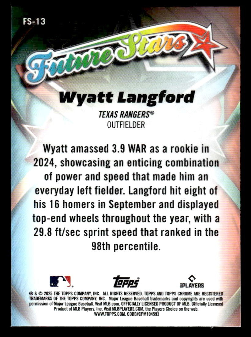 2025 Topps Chrome #FS-13 Wyatt Langford Future Stars