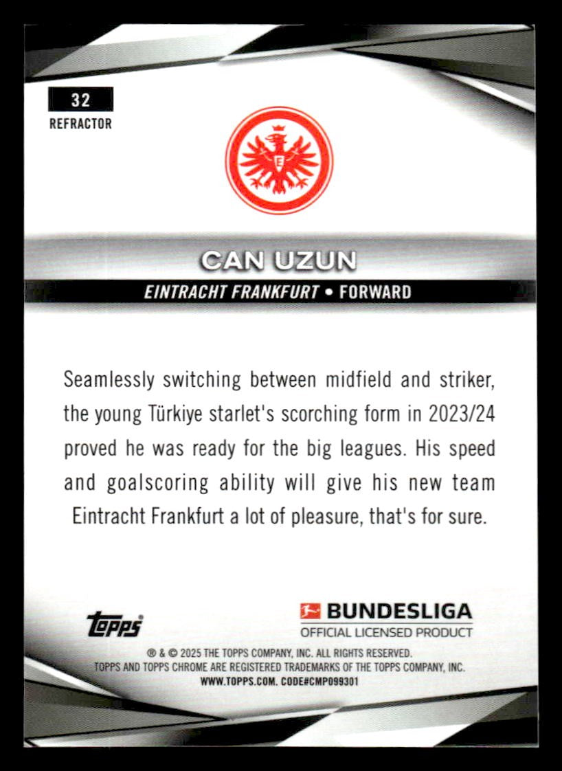 2025 Topps Chrome Bundesliga #32 Can Uzun Refractor