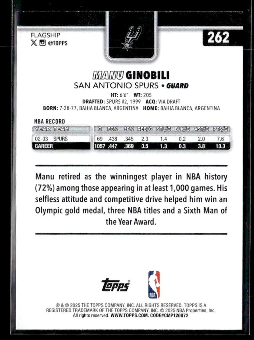 2025-26 Topps #262 Manu Ginobili