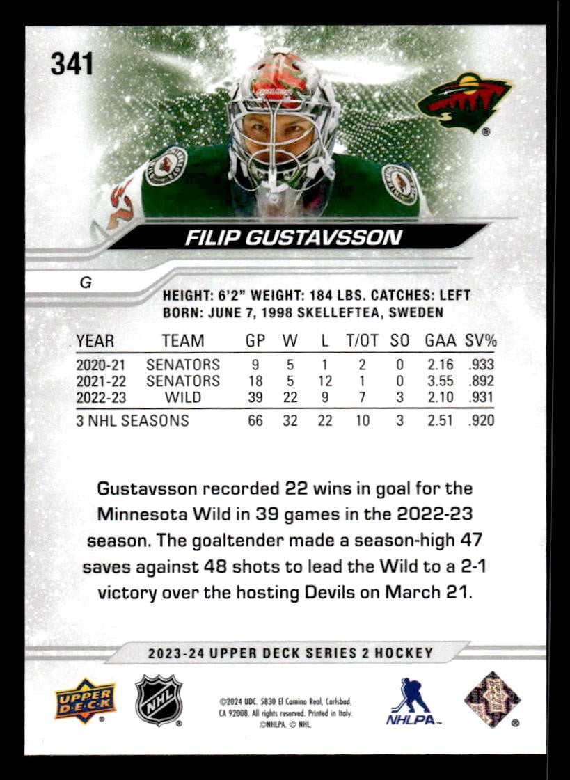 2023-24 Upper Deck #341 Filip Gustavsson