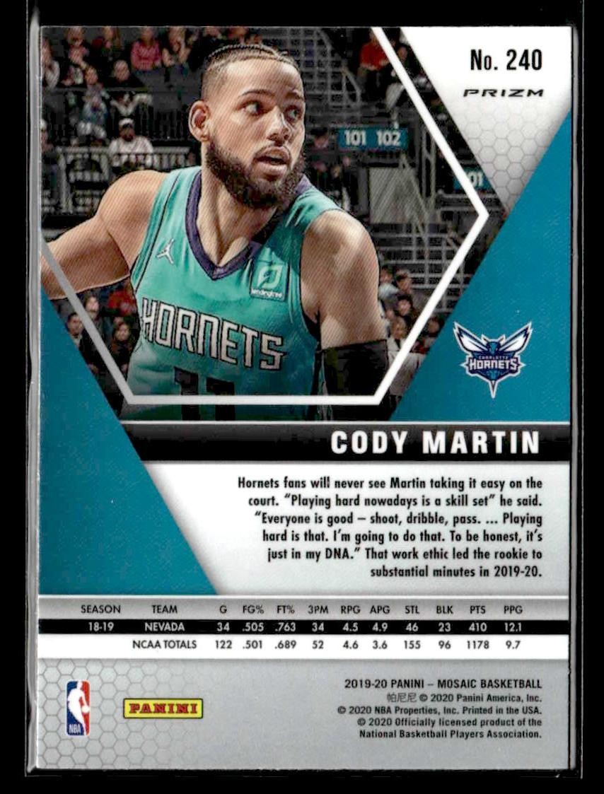 2019-20 Panini Mosaic #240 Cody Martin Red Prizm