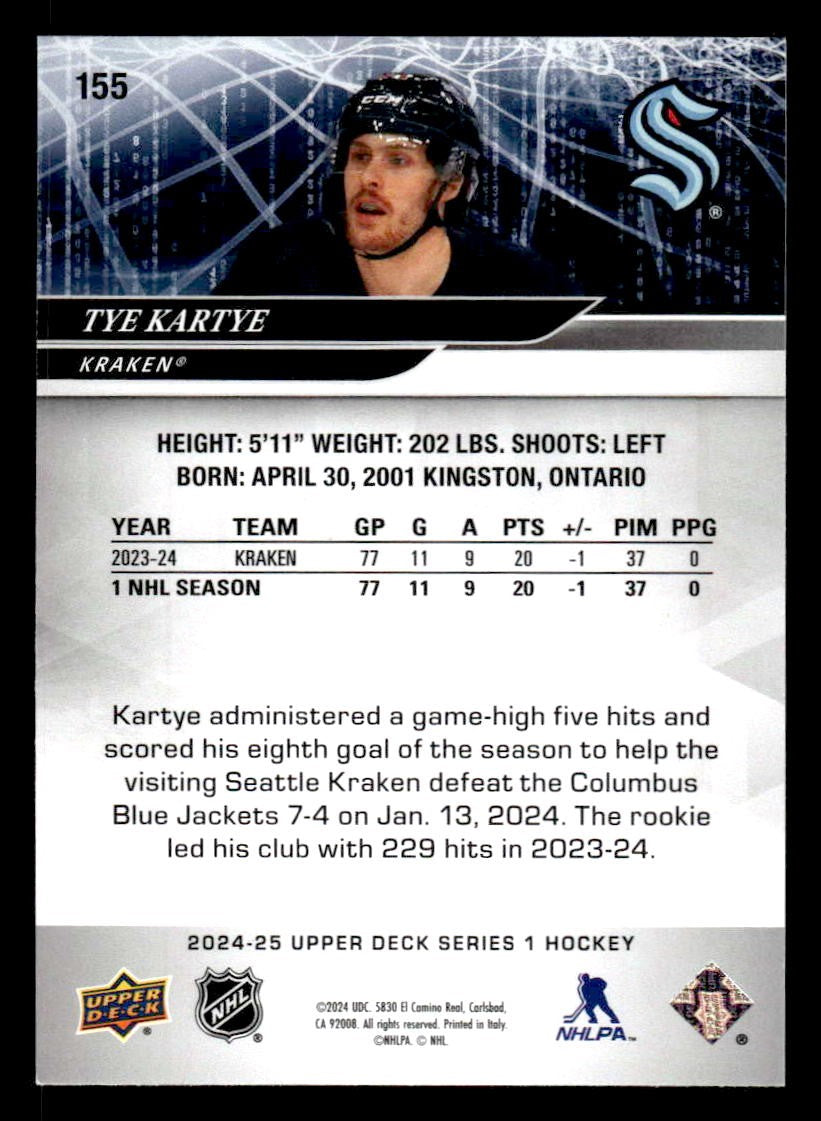 2024-25 Upper Deck #155 Tye Kartye