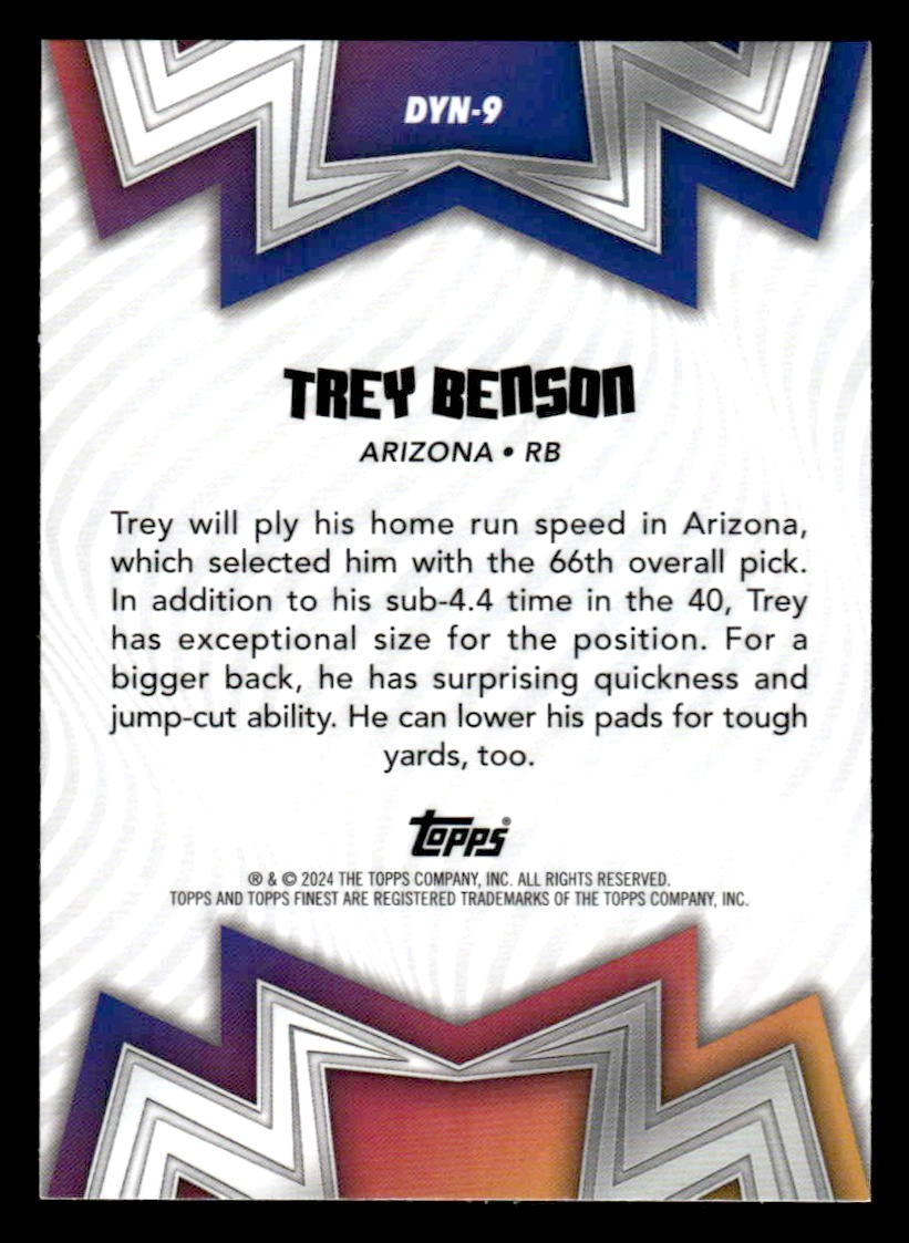 2024 Finest #DYN-9 Trey Benson Dynamos Checkerboard Refractor