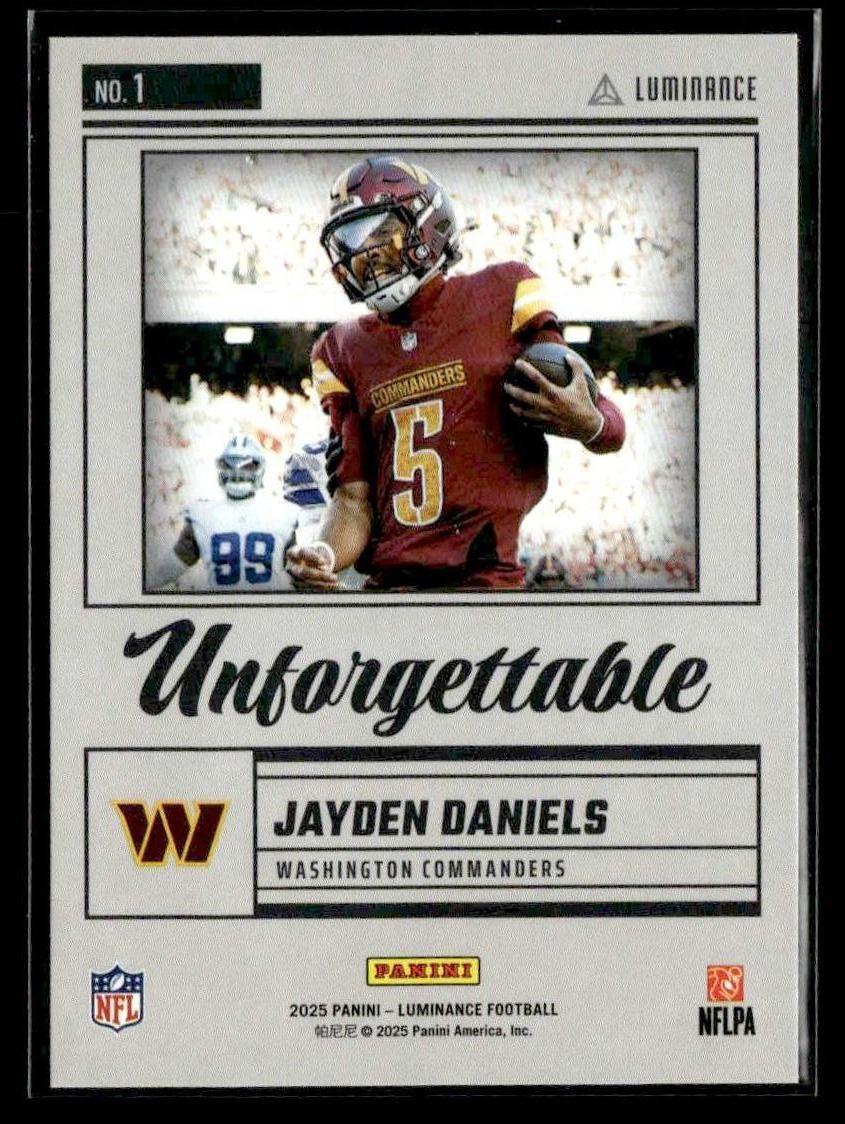 2025 Panini Luminance #1 Jayden Daniels Unforgettable