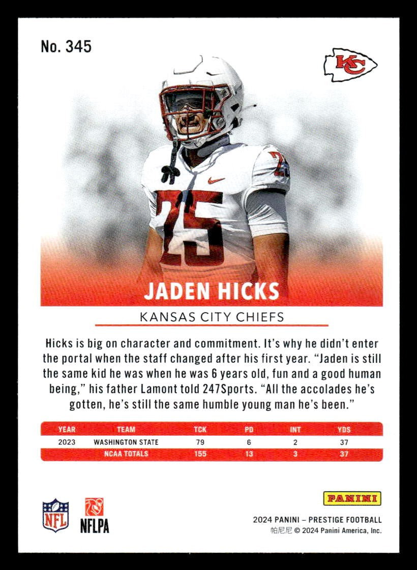 2024 Panini Prestige #345 Jaden Hicks
