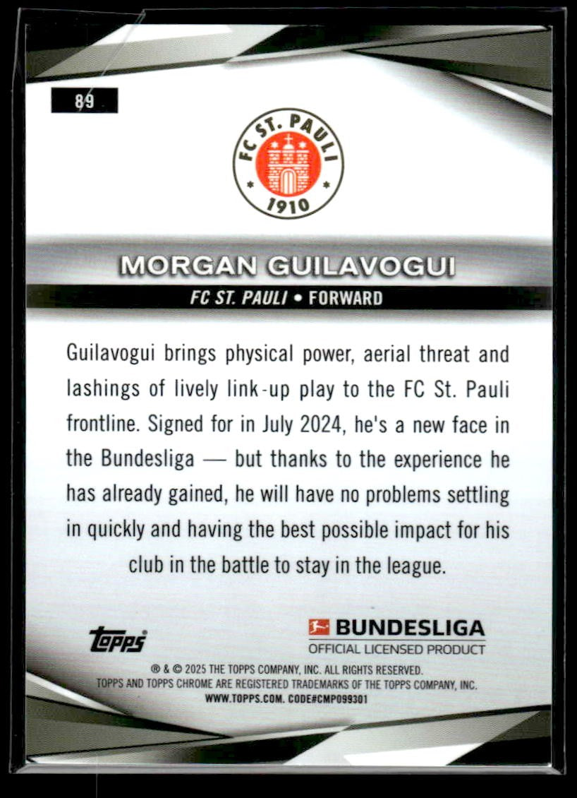 2025 Topps Sapphire Edition Bundesliga #89 Morgan Guilavogui Gold Sapphire #/50