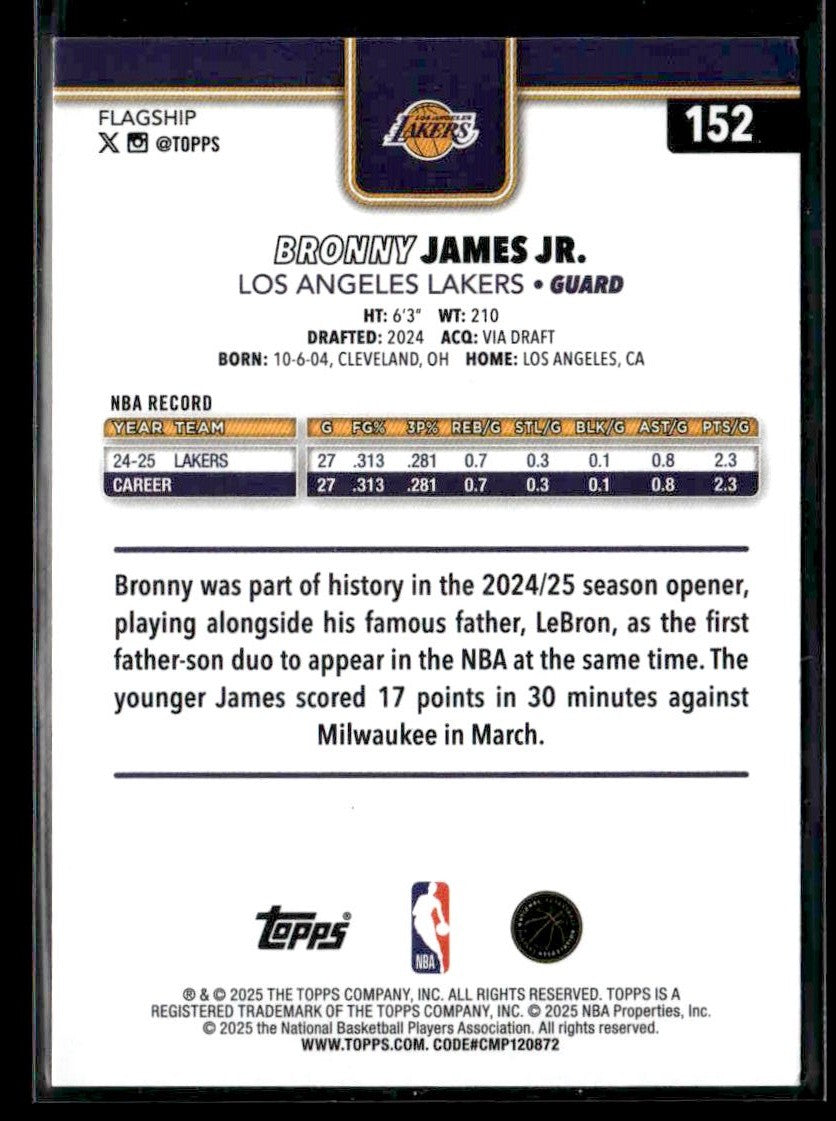 2025-26 Topps #152 Bronny James Jr.