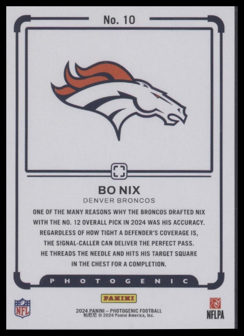 2024 Panini Photogenic #10 Bo Nix Draft Snapshots